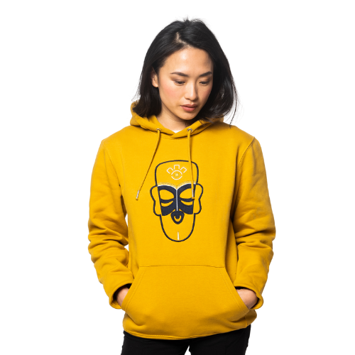 Ockerfarbenes Kapuzen-Sweatshirt 